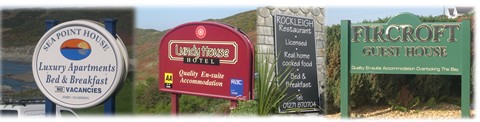 Being as we are based in Woolacombe we have a wide experience of the kind of signs that hoteliers are looking for, from car park signs to key fobs,m safety signs to reception signs and of copurse the all important main sign that all of your visitors will notice.